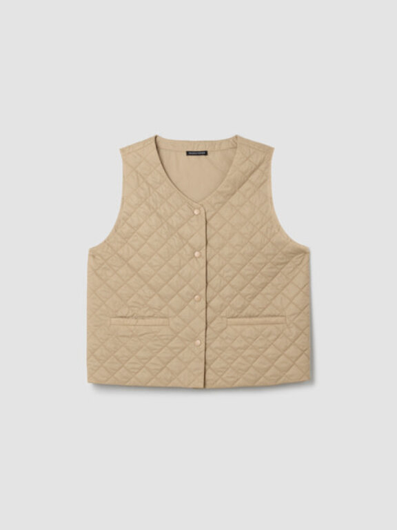 EILEEN FISHER EILEEN FISHER V-Neck Quilted, Snap Front  Vest
