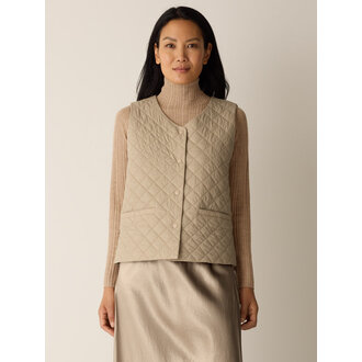 EILEEN FISHER V-Neck Quilted, Snap Front  Vest