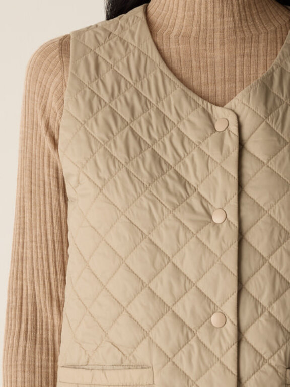 EILEEN FISHER EILEEN FISHER V-Neck Quilted, Snap Front  Vest