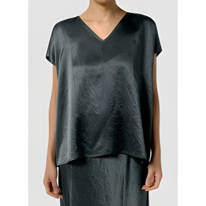 Robe Eileen Fisher - Taille XS - En Crêpe Stretch Lavable Bleu - Col V Profond - Neuf Avec étiquettes