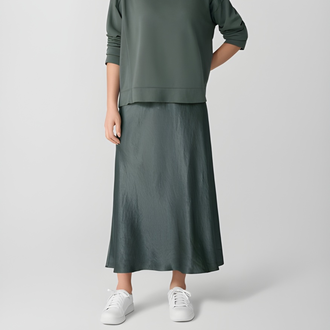 EILEEN FISHER Textured Satin Bias Skirt