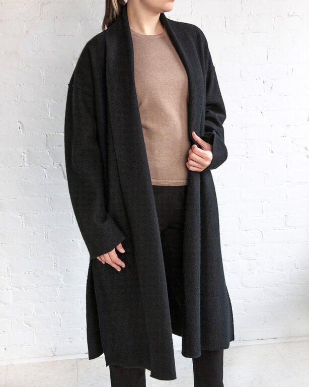 EILEEN FISHER EILEEN FISHER Lightweight Boiled Wool High Collar Coat