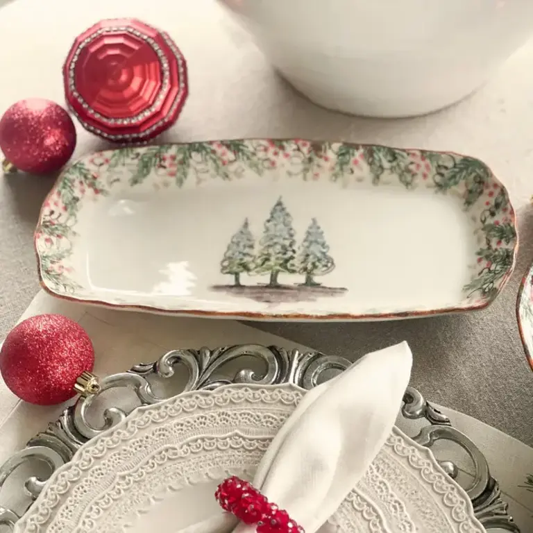 ARTE ITALICA ARTE ITALICA Natale Rectangular Tray, Christmas, NAT2120