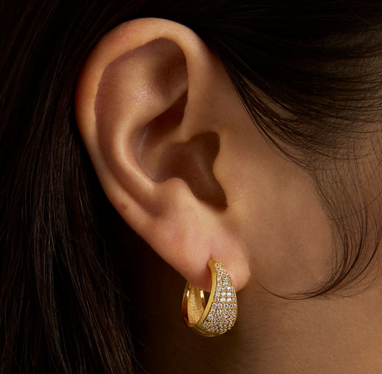 DEAN DAVIDSON DEAN DAVIDSON Margaux Pave Huggie Hoops- White Topaz & Gold