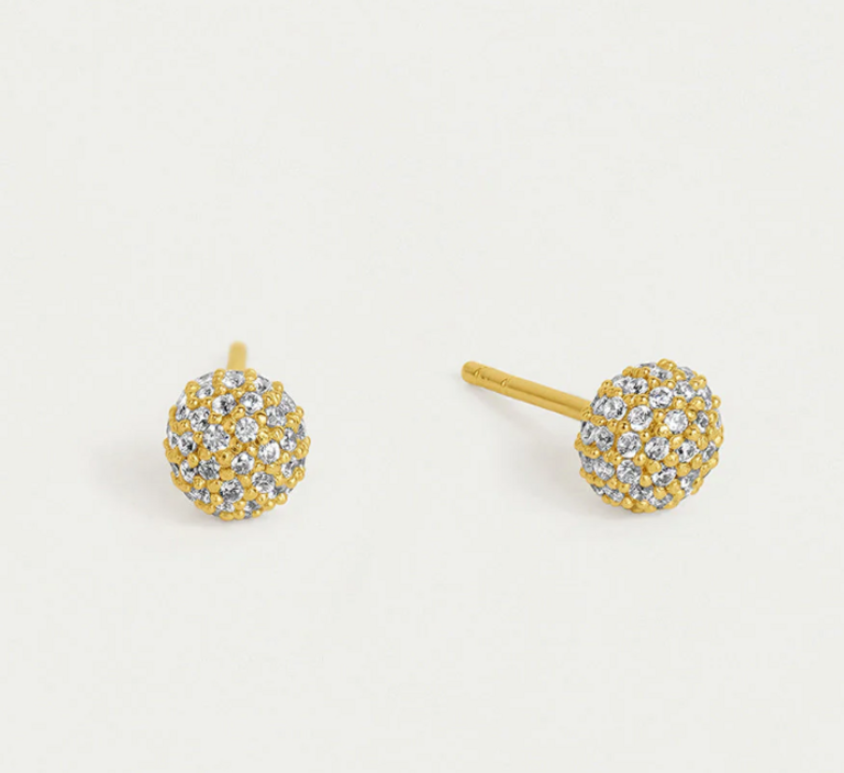 DEAN DAVIDSON DEAN DAVIDSON Small Pave Ball Stud Earrings- White Topaz & Gold