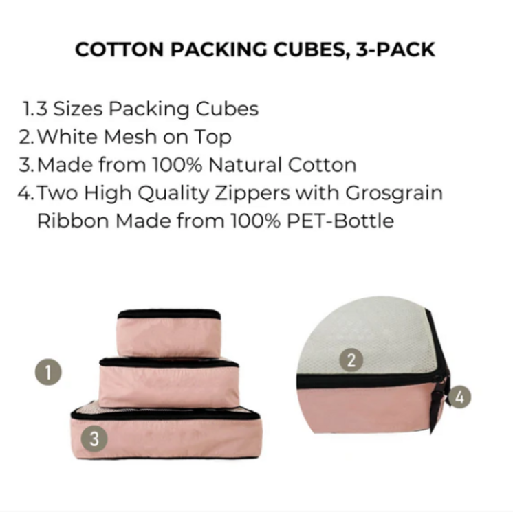 BAG-ALL BAG-ALL 3-Pack Cotton Packing Cubes