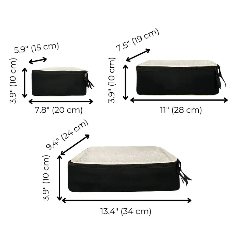 BAG-ALL BAG-ALL Cotton Packing Cubes, 3-Pack, Black