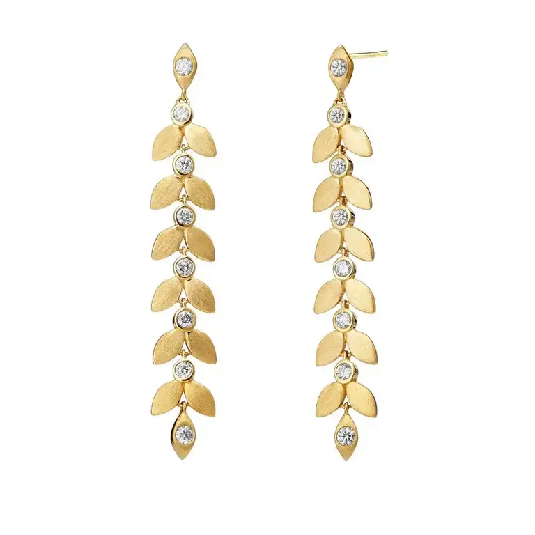 SYNA SYNA 18k Gold and Diamond Satin Petal Drop Earrings