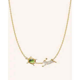 MONICA RICH KOSANN 18k Gold Tortoise and Hare Necklace