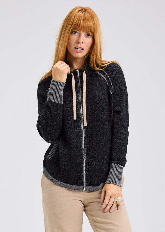 ZAKET + PLOVER ZAKET + PLOVER Two Tone Zip Up Cardigan Sweater