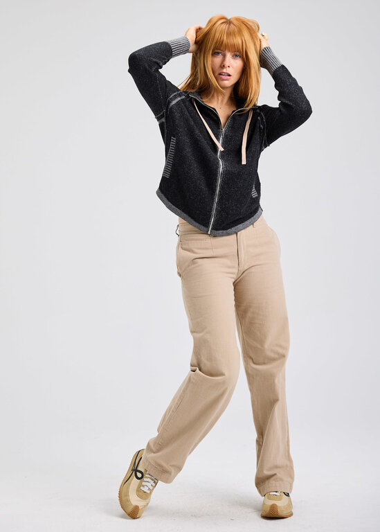 ZAKET + PLOVER ZAKET + PLOVER Two Tone Zip Up Cardigan Sweater