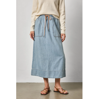 LILLA P Denim Drawcord Skirt
