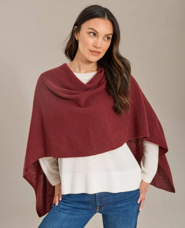 ALASHAN ALASHAN 100% Cashmere Classic Topper- Sangria