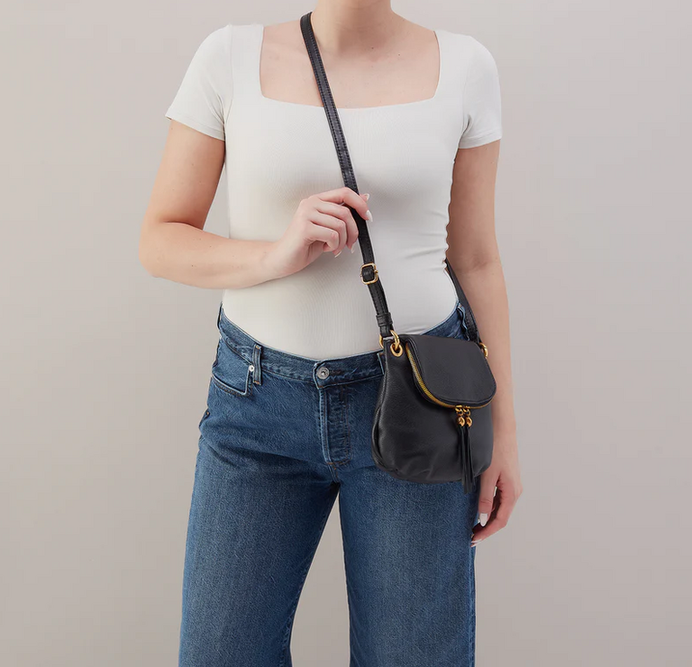 HOBO HOBO Fern Zip-Flap Crossbody- Black