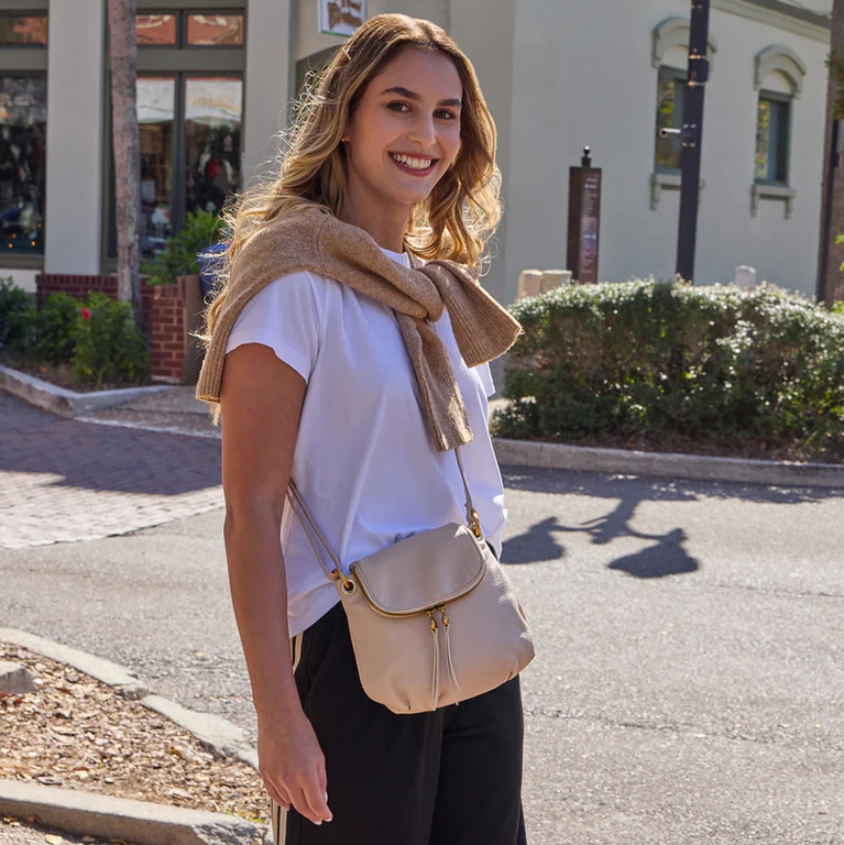 HOBO HOBO Fern Zip-Flap Crossbody- Stonewash