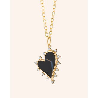 Black Agate Heart Necklace