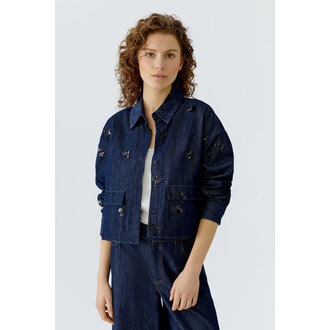 OUI Denim Button-Down jacket with Black Sparkle
