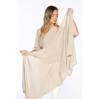 KINROSS CASHMERE Linen Lurex Wrap- Pebble