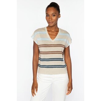 KINROSS CASHMERE Linen Cap Sleeve V-Neck