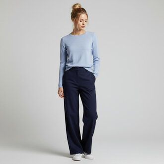 ALASHAN Classic Cotton Cashmere Crew Sweater- Weekend Blue