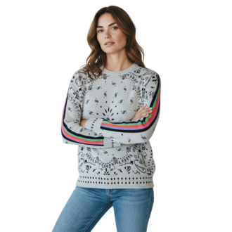 J. SOCIETY Stripe Sleeve Bandana Crew