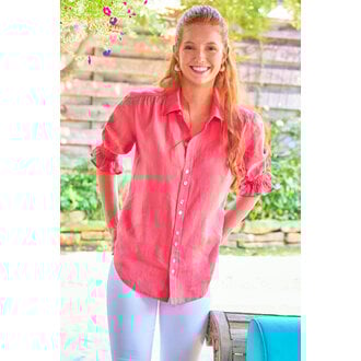 FINLEY Sirena Linen Top- Peony