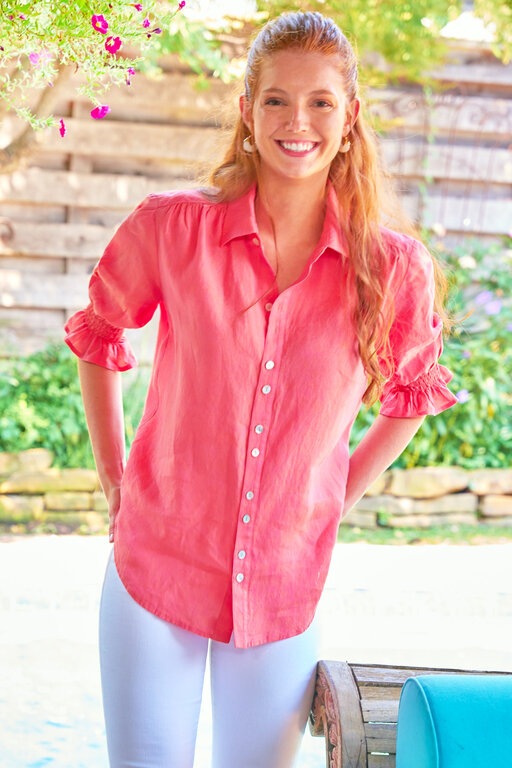 FINLEY FINLEY Sirena Linen Top- Peony