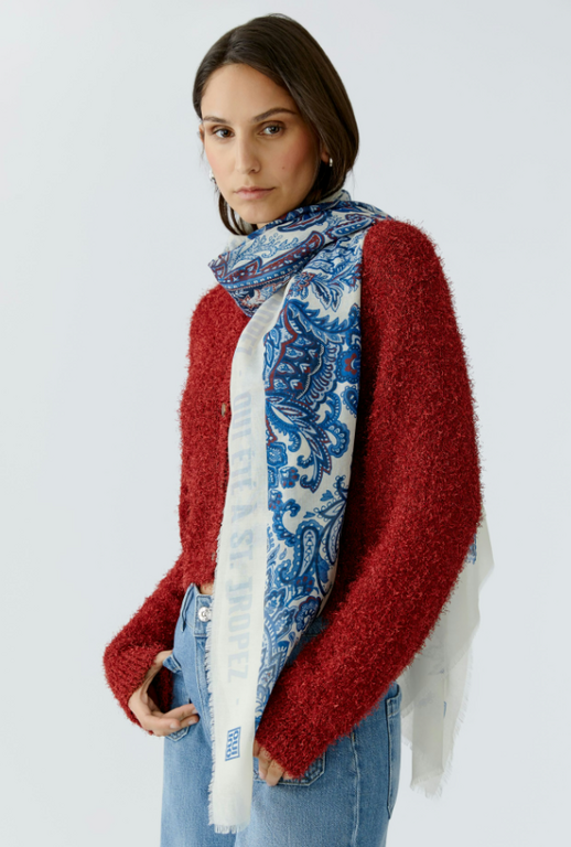 OUI OUI Print Scarf, Light Blue, 98185