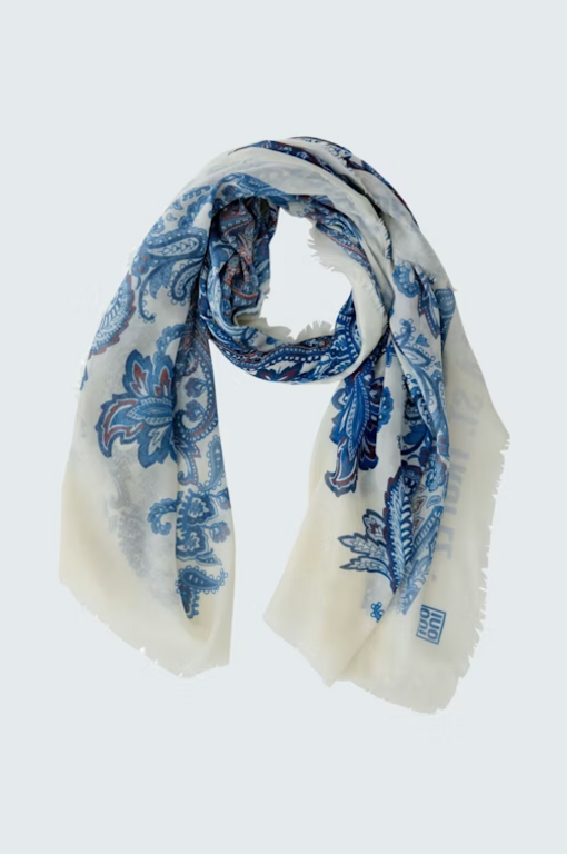 OUI OUI Print Scarf, Light Blue, 98185