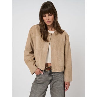 REPEAT Collarless Suede Jacket