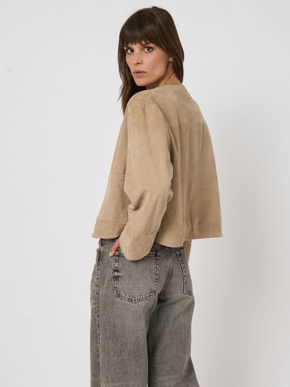 REPEAT REPEAT Collarless Suede Jacket