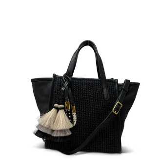 KEMPTON Black Raffia Mini Tote