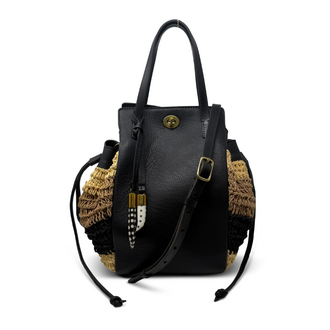 KEMPTON Striped Raffia Large Ascot Crossbody