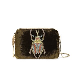 OLIVIA DAR ACCESSORIES Velvet Beaded Beetle Sling Bag