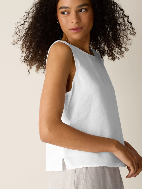 EILEEN FISHER EILEEN FISHER  Round Neck Linen Shell