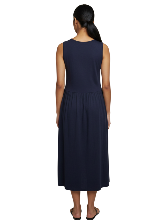 ELLIOTT LAUREN ELLIOTT LAUREN Double Up Rib Knit/Woven Dress