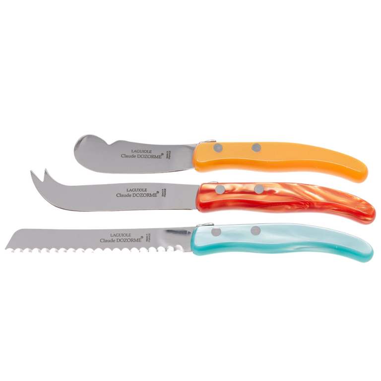 CLAUDE DOZORME CLAUDE DOZORME 3 Piece Breakfast Set in Orange and Turquoise