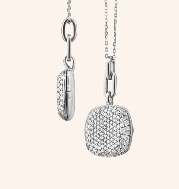 MONICA RICH KOSANN MONICA RICH KOSANN Slim "Rae" Sterling Silver Locket Necklace with White Sapphires