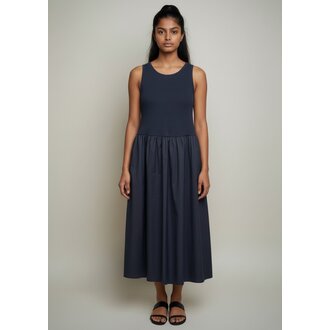 ELLIOTT LAUREN Double Up Rib Knit/Woven Dress