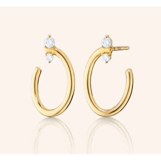 MONICA RICH KOSANN 18K Gold Small Oval "Galaxy Wrap Hoop" Earrings with Diamonds