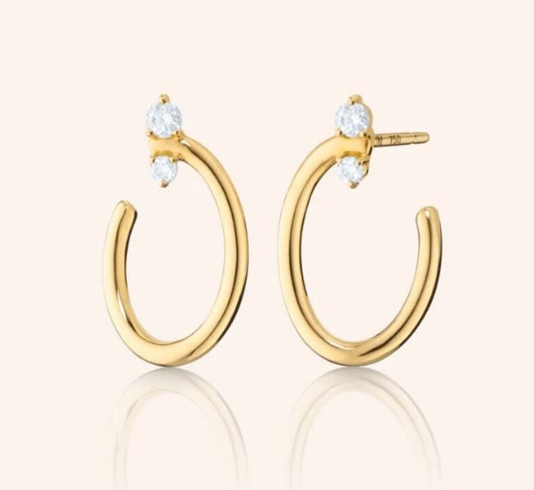 MONICA RICH KOSANN MONICA RICH KOSANN 18K Gold Small Oval "Galaxy Wrap Hoop" Earrings with Diamonds