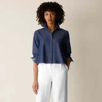 EILEEN FISHER Classic Collar Short A-Line Shirt