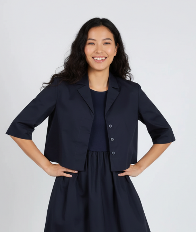 ELLIOTT LAUREN ELLIOTT LAUREN Double Up Button Front Crop Jacket