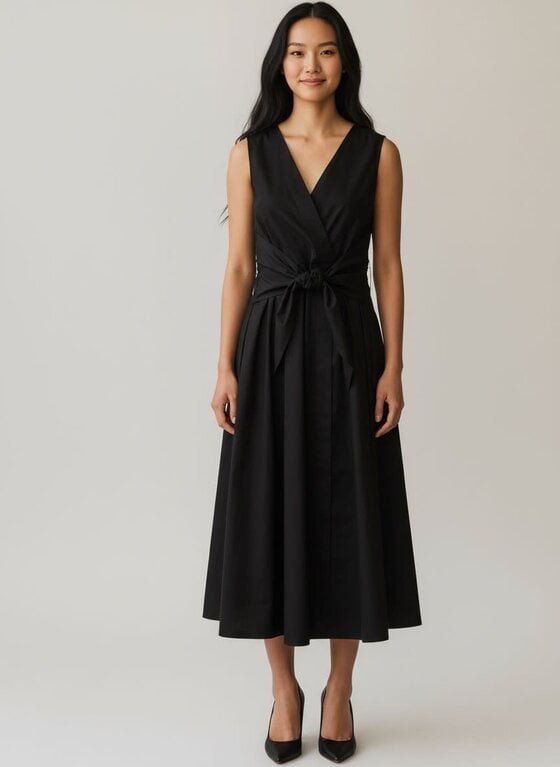 ELLIOTT LAUREN ELLIOTT LAUREN Faux Wrap Dress with Tie Front