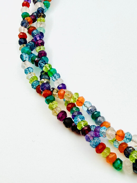 JMNYC DESIGNS JMNYC Triple Strand Faceted Multi Stone Necklace