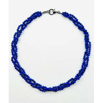 JMNYC DESIGNS Faceted Lapis Ball Necklace