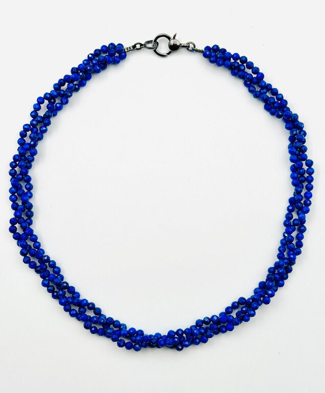 JMNYC DESIGNS JMNYC Faceted Lapis Ball Necklace