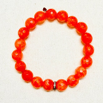 JMNYC DESIGNS Faceted Carnelian Agate Ball Stretch Bracelet