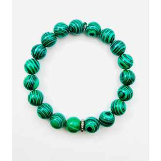 JMNYC DESIGNS Emerald Green Fordite Ball Bracelet