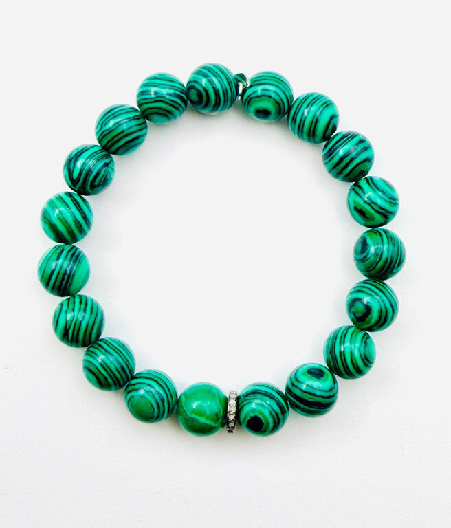 JMNYC DESIGNS JMNYC Emerald Green Fordite Ball Bracelet